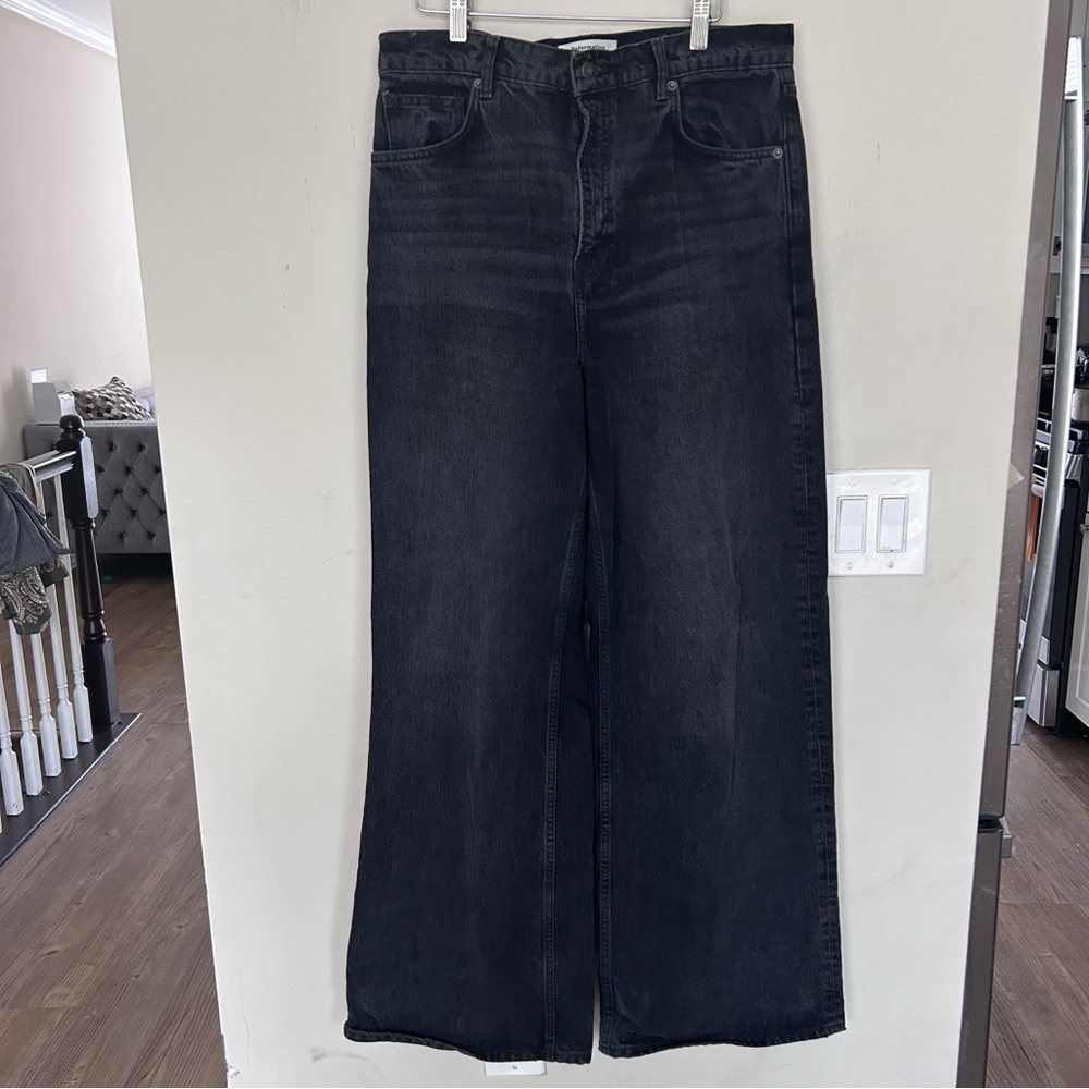 Reformation Cary High Rise Slouchy Wide Leg Jeans Gray Denim Size 30.